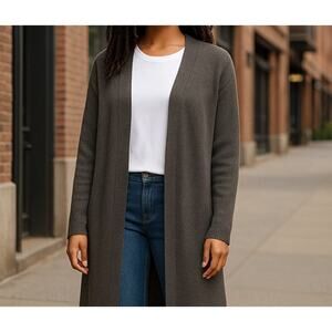 Ann Taylor Petite Cardigan Long Style Brown with Metallic Sparkle Size Small